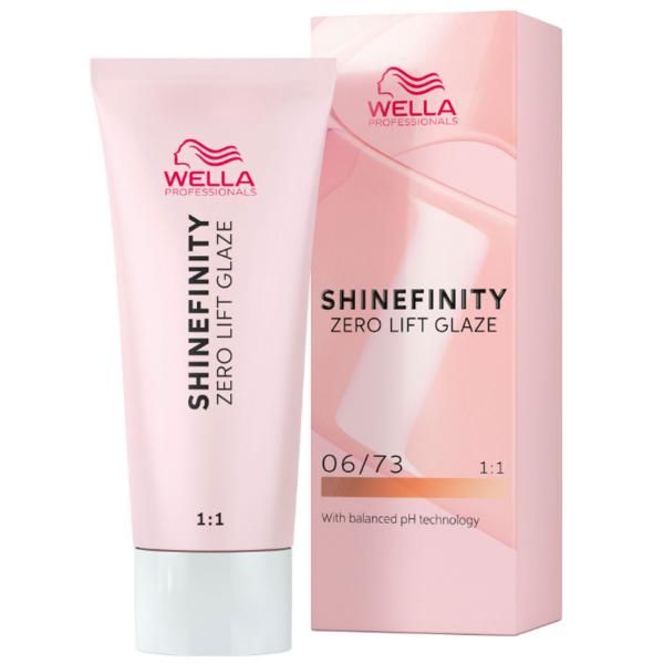 Vopsea de Par 06/73 Demi-permanenta - Shinefinity Zero Lift Glaze Blond Maroniu Auriu Inchis 60ml - Wella