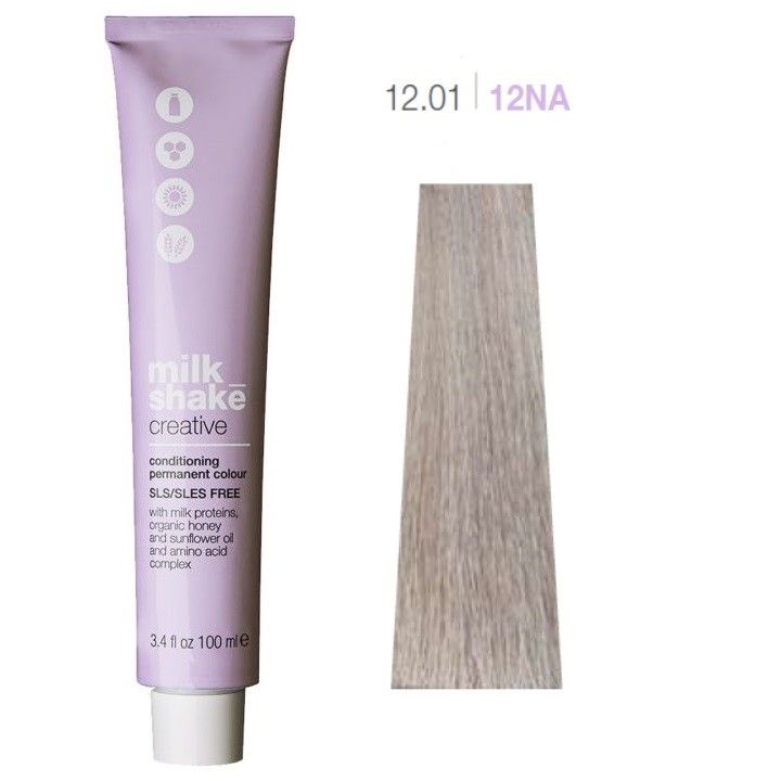 Vopsea de Par 12.01/12NA Permanenta - Creative Conditioning Permanent Colour Cenusiu Natural  - Milk Shake - HNIcosmetice.ro