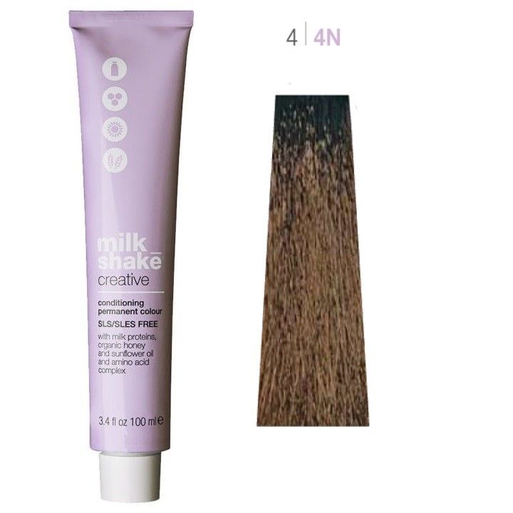 Vopsea de Par 4/4N Permanenta - Creative Conditioning Permanent Colour Castaniu Mediu - Milk Shake - HNIcosmetice.ro