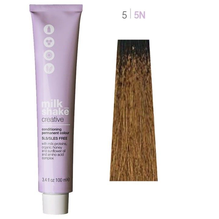 Vopsea de Par 5/5N Permanenta - Creative Conditioning Permanent Colour Castaniu Deschis - Milk Shake - HNIcosmetice.ro