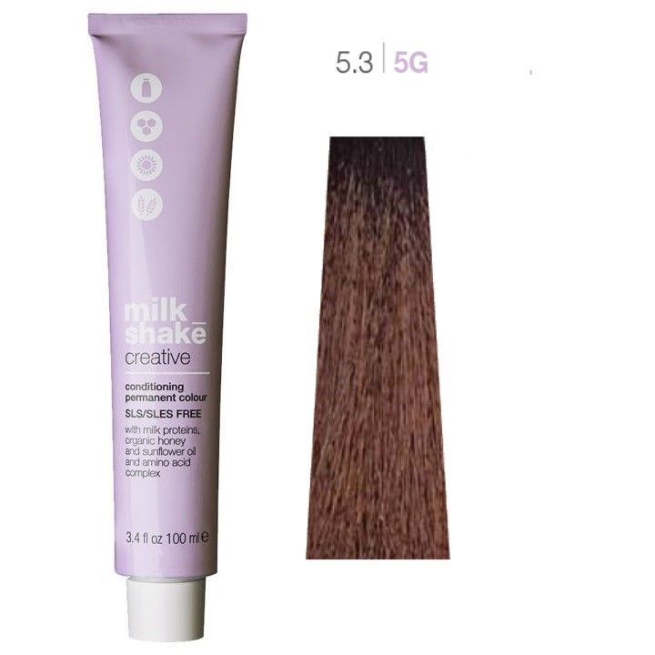 Vopsea de Par 5.3/5G Permanenta - Creative Conditioning Permanent Colour Castaniu Auriu Deschis - Milk Shake - HNIcosmetice.ro