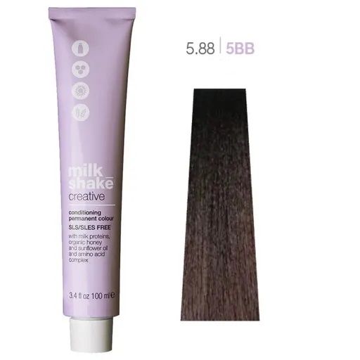 Vopsea de Par 5.88/5BB Permanenta - Creative Conditioning Permanent Colour Castaniu Maro Intens Deschis - Milk Shake - HNIcosmetice.ro