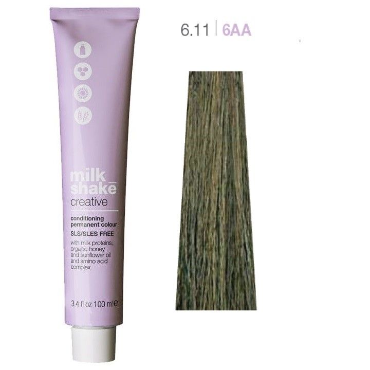 Vopsea de Par 6.11/6AA Permanenta - Creative Conditioning Permanent Colour Blond Cenusiu Intens Inchis - Milk Shake - HNIcosmetice.ro