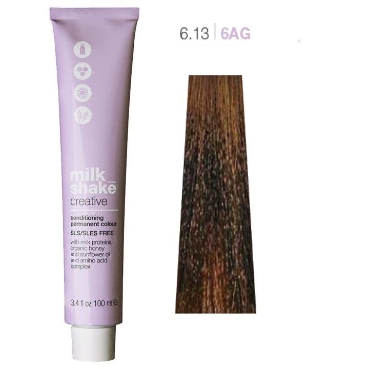 Vopsea de Par 6.13/6AG Permanenta - Creative Conditioning Permanent Colour Blond Cenusiu Auriu Inchis - Milk Shake - HNIcosmetice.ro