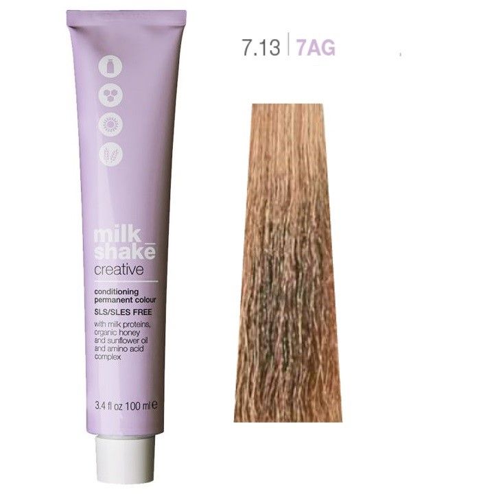 Vopsea de Par 7.13/7AG Permanenta - Creative Conditioning Permanent Colour Blond Auriu Cenusiu Mediu - Milk Shake - HNIcosmetice.ro