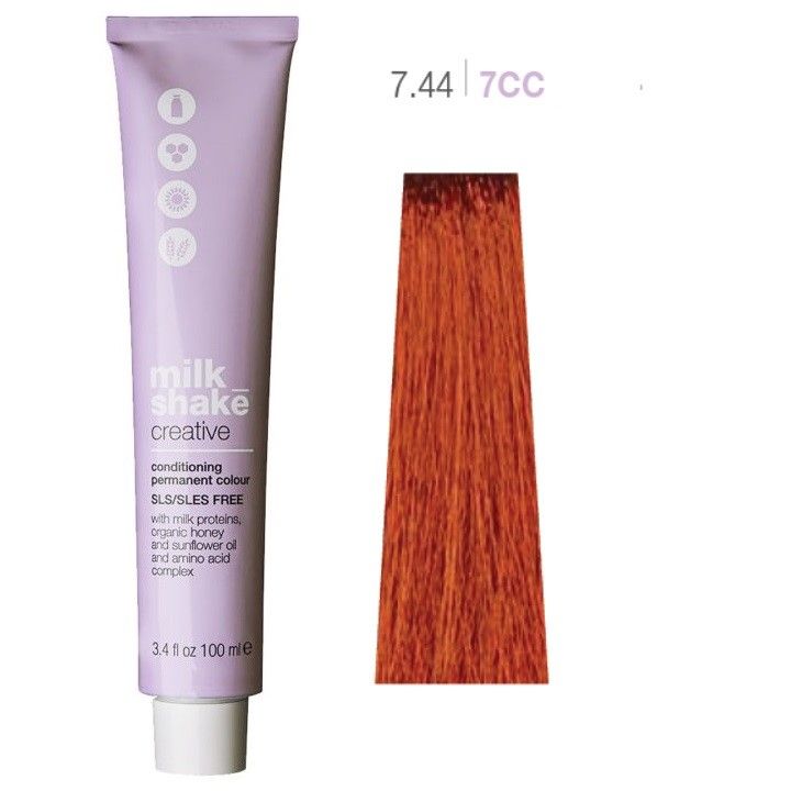Vopsea de Par 7.44/7CC Permanenta - Creative Conditioning Permanent Colour Blond Aramiu Intens Mediu - Milk Shake - HNIcosmetice.ro