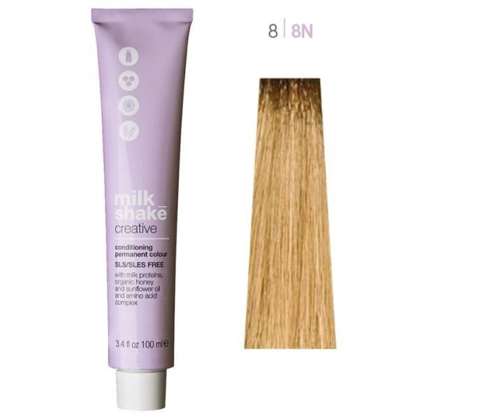 Vopsea de Par 8/8N Permanenta - Creative Conditioning Permanent Colour Blond Deschis - Milk Shake - HNIcosmetice.ro