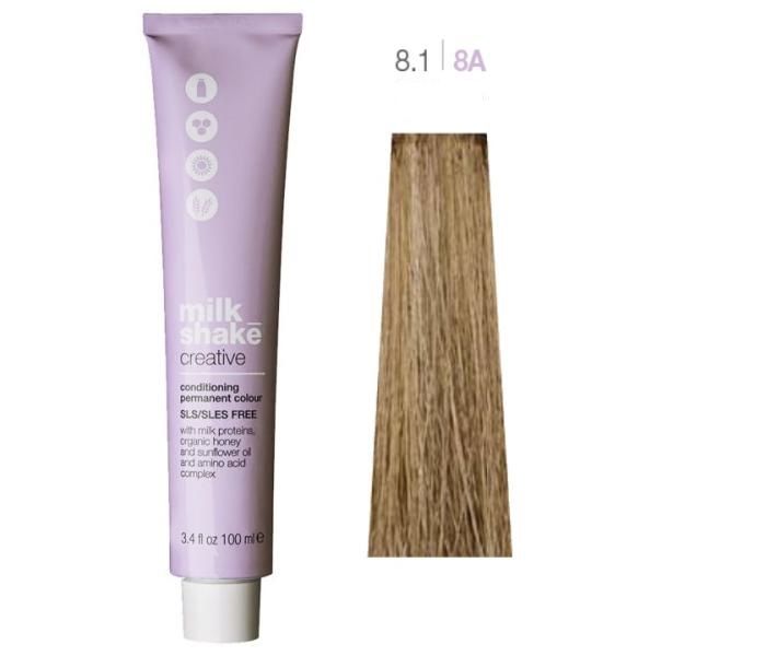 Vopsea de Par 8.1/8A Permanenta - Creative Conditioning Permanent Colour Blond Cenusiu Deschis - Milk Shake - HNIcosmetice.ro