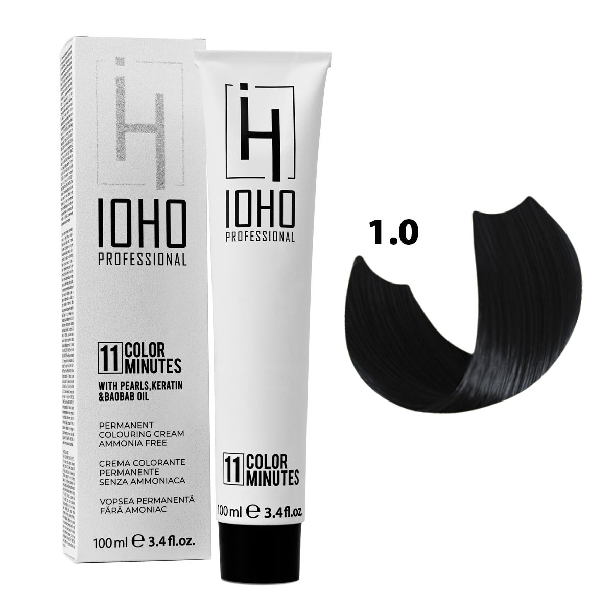 Vopsea de Par 1.0 Permanenta Fara Amoniac - Color 11 Minutes Negru - Ioho Professional - HNIcosmetice.ro