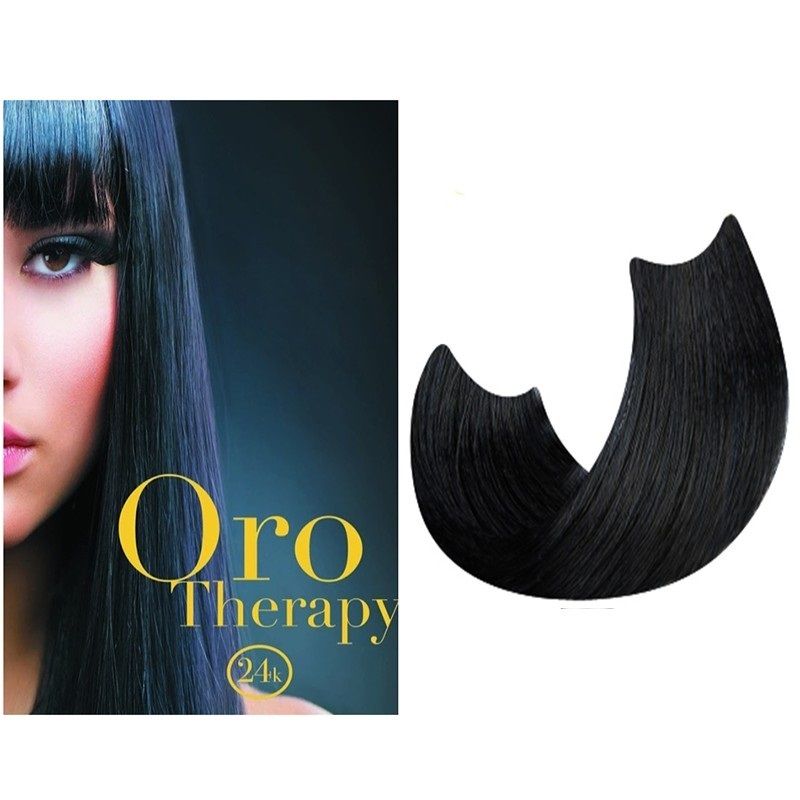 Vopsea de Par 1.10 Permanenta Fara Amoniac - Color Keratin Oro Puro 24K Negru Albastrui - Oro Therapy - HNIcosmetice.ro