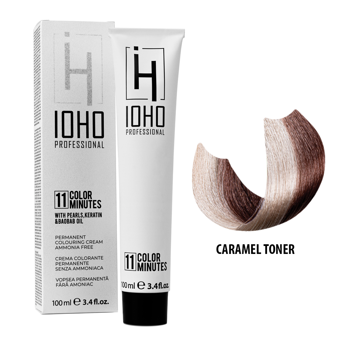 Vopsea de Par Toner Caramel Permanenta Fara Amoniac - Color 11 Minutes Caramel Toner - Ioho Professional - HNIcosmetice.ro