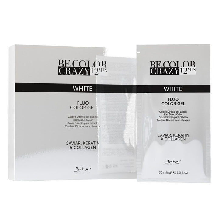 Vopsea de Par Alb Semipermanenta sau Directa - Be Color Crazy 12 Minute White 30ml - Be Hair - HNIcosmetice.ro