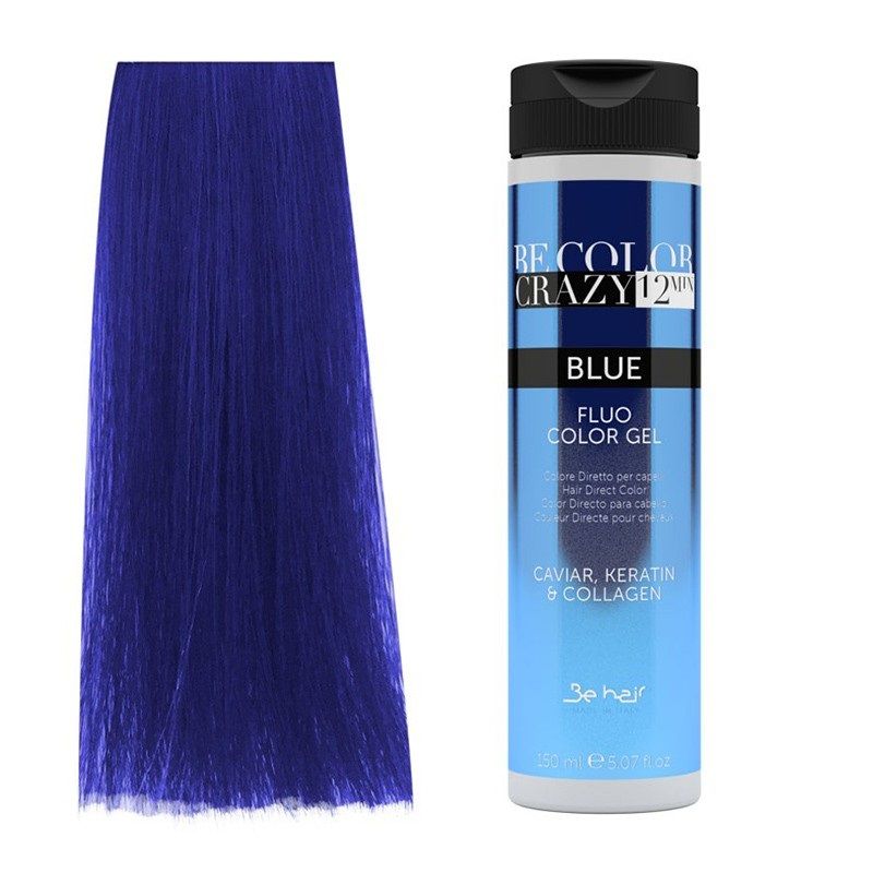 Vopsea de Par Albastru Semipermanenta sau Directa - Be Color Crazy 12 Minute Blue 150ml - Be Hair - HNIcosmetice.ro