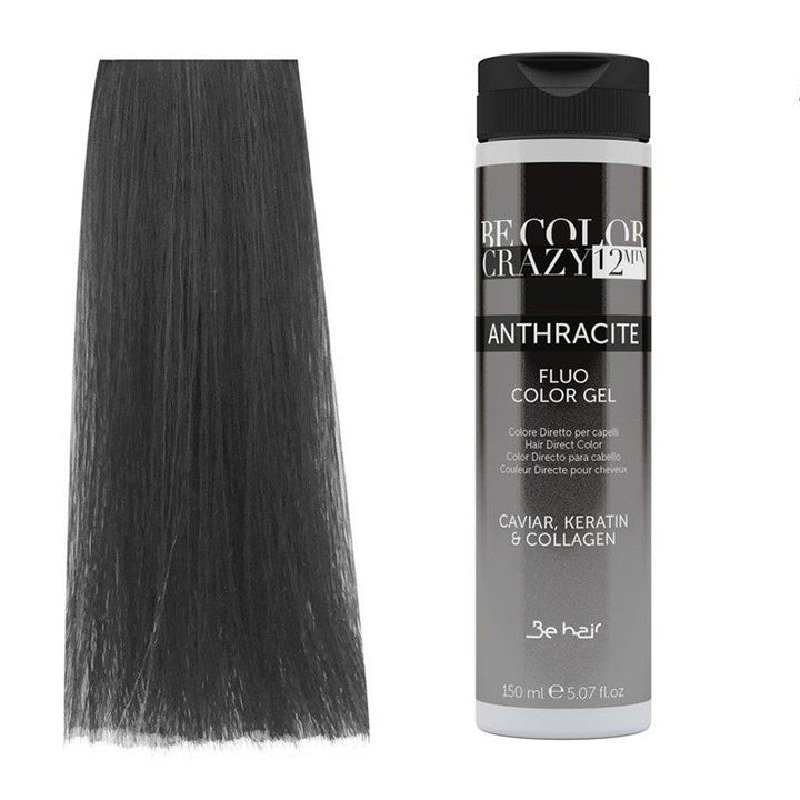 Vopsea de Par Antracit Semipermanenta sau Directa - Be Color Crazy 12 Minute Anthracite 150ml - Be Hair