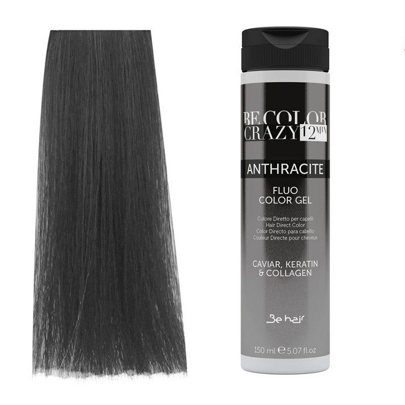 Vopsea de Par Antracit Semipermanenta sau Directa - Be Color Crazy 12 Minute Anthracite 150ml - Be Hair - HNIcosmetice.ro