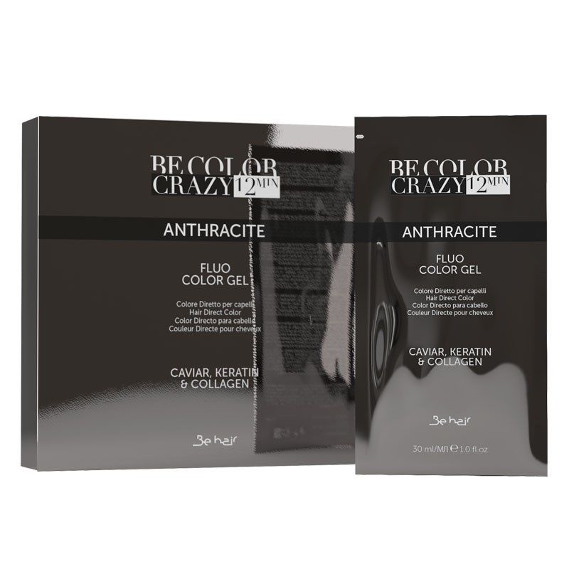 Vopsea de Par Antracit Semipermanenta sau Directa - Be Color Crazy 12 Minute Anthracite 30ml - Be Hair - HNIcosmetice.ro