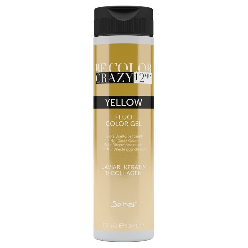 Vopsea de Par Galben Semipermanenta sau Directa - Be Color Crazy 12 Minute Yellow 150ml - Be Hair - HNIcosmetice.ro