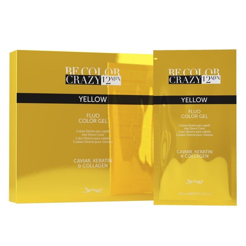 Vopsea de Par Galben Semipermanenta sau Directa - Be Color Crazy 12 Minute Yellow 30ml - Be Hair - HNIcosmetice.ro