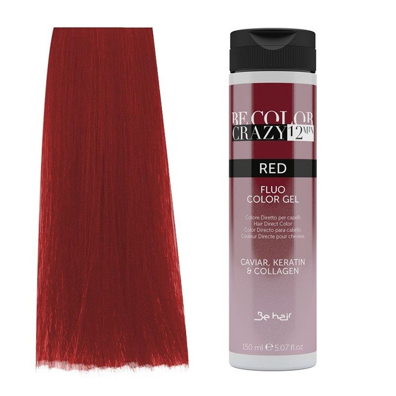 Vopsea de Par Rosu Semipermanenta sau Directa - Be Color Crazy 12 Minute Red 150ml - Be Hair - HNIcosmetice.ro