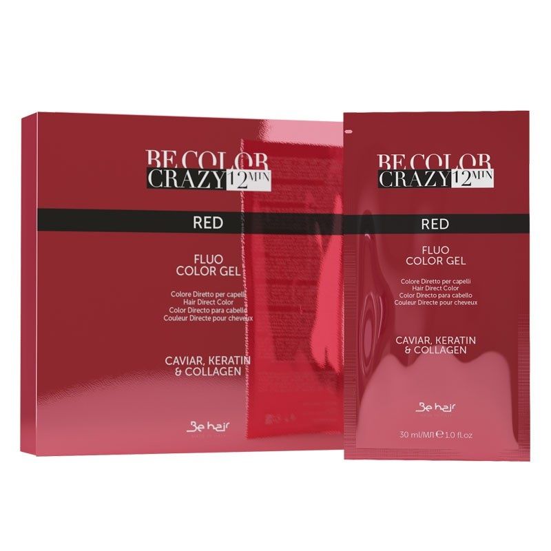 Vopsea de Par Rosu Semipermanenta sau Directa - Be Color Crazy 12 Minute Red 30ml - Be Hair - HNIcosmetice.ro