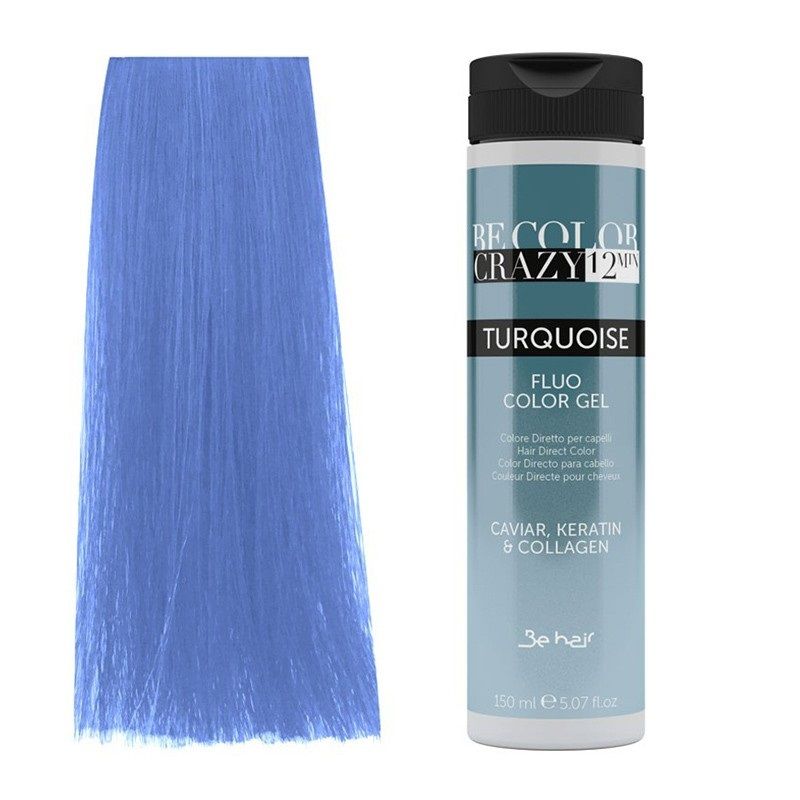Vopsea de Par Turcoaz Semipermanenta sau Directa - Be Color Crazy 12 Minute Turquoise 150ml - Be Hair - HNIcosmetice.ro