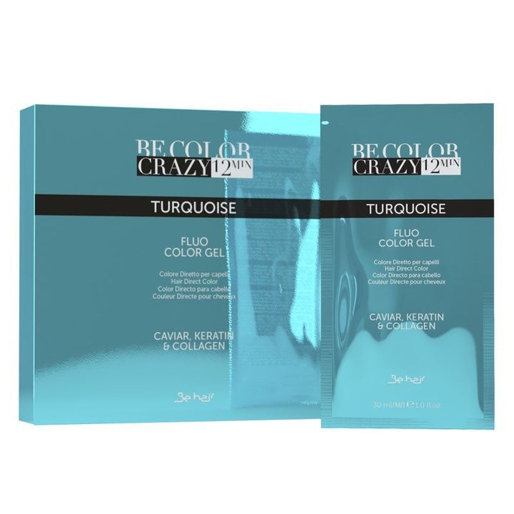 Vopsea de Par Turcoaz Semipermanenta sau Directa - Be Color Crazy 12 Minute Turquoise 30ml - Be Hair