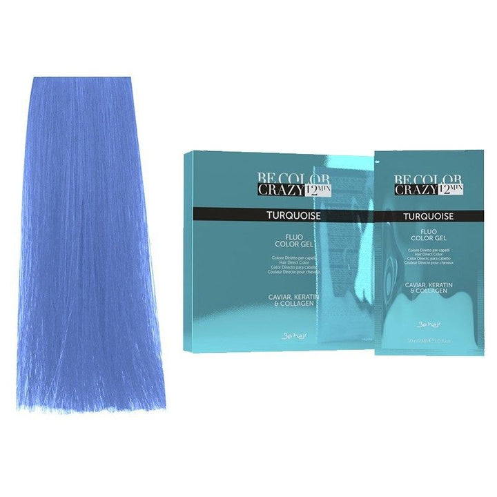 Vopsea de Par Turcoaz Semipermanenta sau Directa - Be Color Crazy 12 Minute Turquoise 30ml - Be Hair