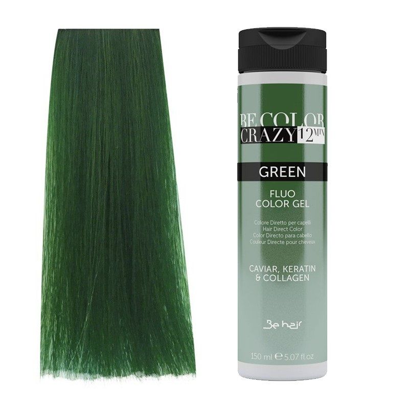Vopsea de Par Verde Semipermanenta sau Directa - Be Color Crazy 12 Minute Green 150ml - Be Hair
