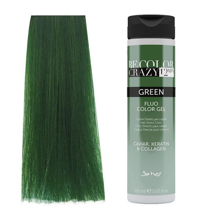 Vopsea de Par Verde Semipermanenta sau Directa - Be Color Crazy 12 Minute Green 150ml - Be Hair