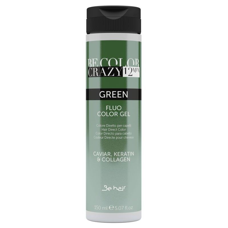 Vopsea de Par Verde Semipermanenta sau Directa - Be Color Crazy 12 Minute Green 150ml - Be Hair