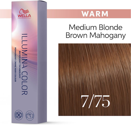 Vopsea de Par 7/75 Permanenta - Illumina Color Blond Saten Mediu 60ml - Wella